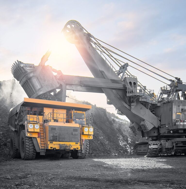 Industrial,Photo,,Heavy,Machinery,In,Open,Coal,Mine,During,Operations.