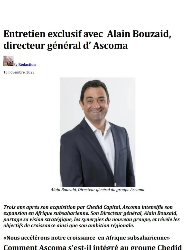 Entretien exclusif avec Alain Bouzaid